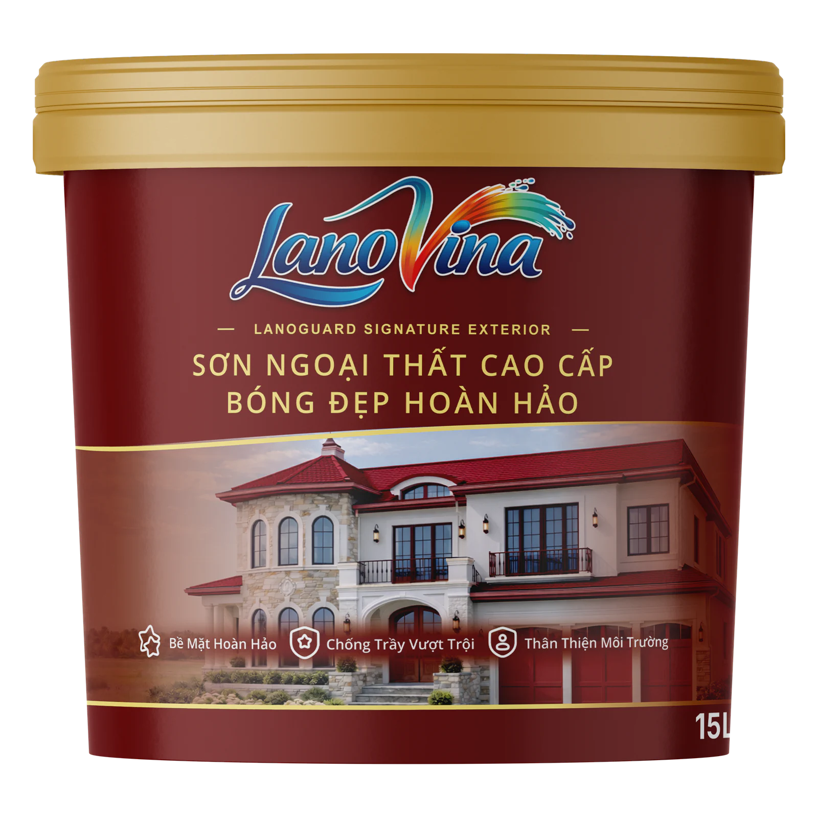 Bao bì sản phẩm LanoVina LPE — Sơn ngoại thất cao cấp bóng đẹp hoàn hảo