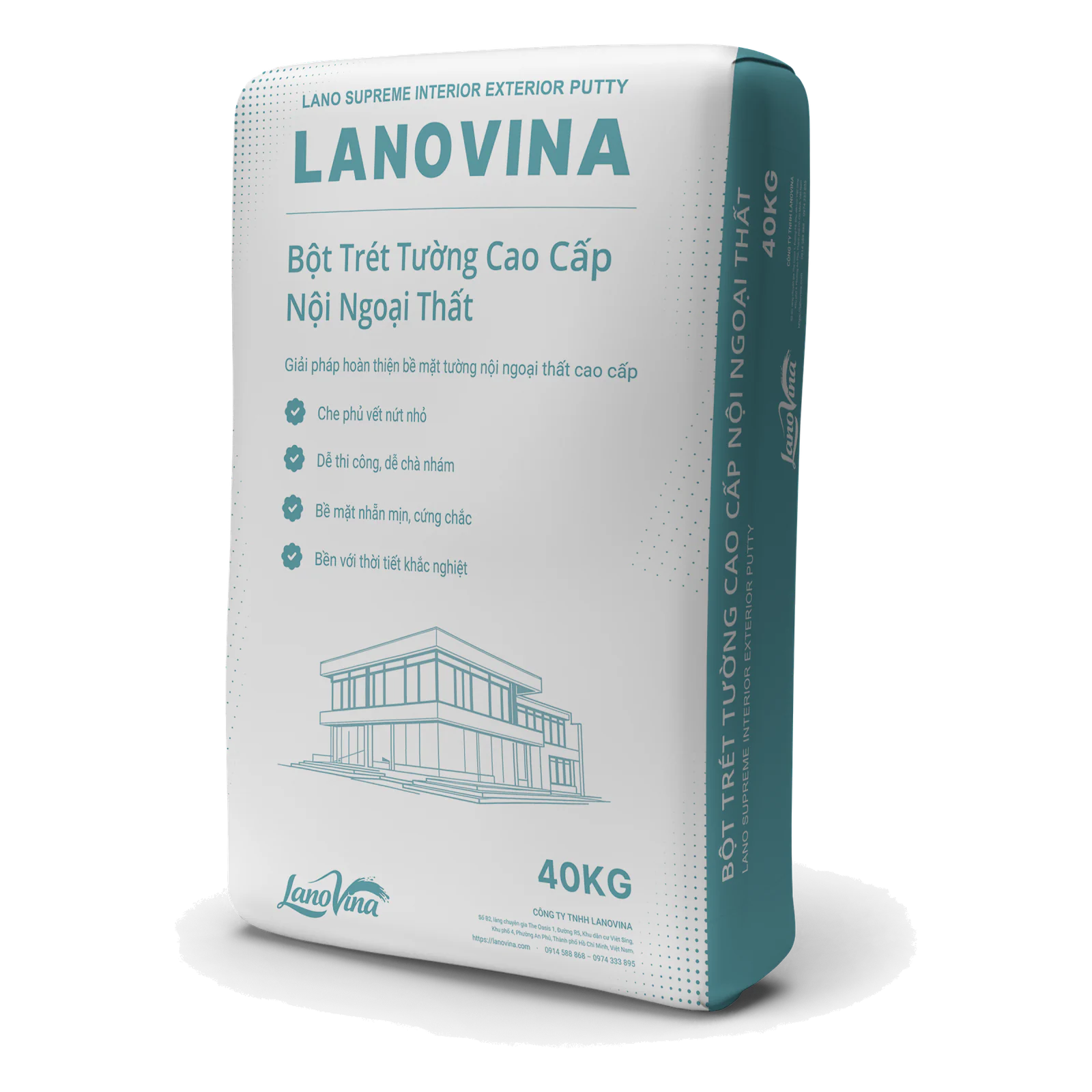 Bao bì sản phẩm LanoVina S-PUTTY — Bột trét tường cao cấp nội ngoại thất